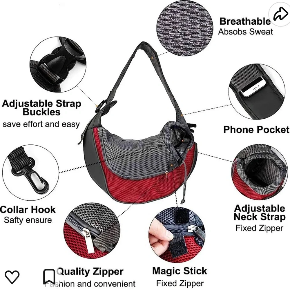 Pet Puppy Dog Mesh Sling Carry Pack Backpack Carrier Travel Tote Shoulder